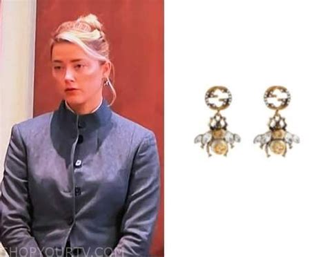 amber heard bee earrings gucci|Gucci bamboo heart earrings.